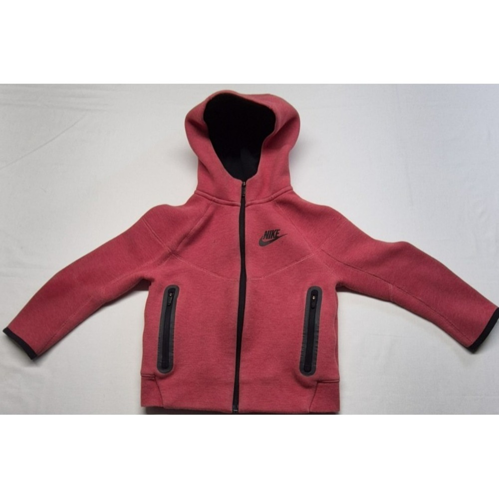 Nike Fleece full zip Hooded Jacket Light University red Kids size XS zip pockets